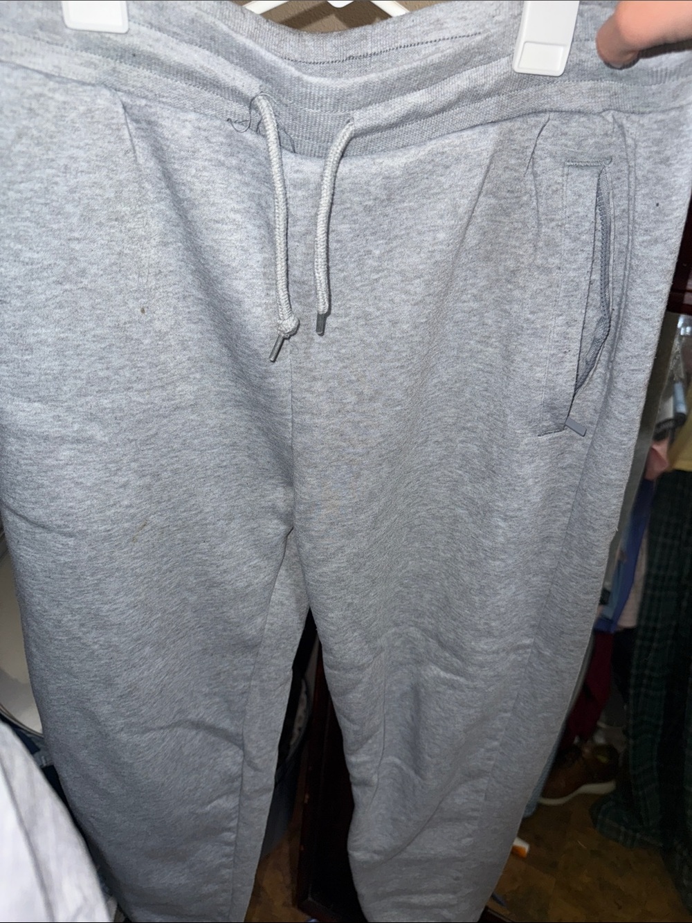 Men's Light Gray Fleece Joggers with Drawstring Waist